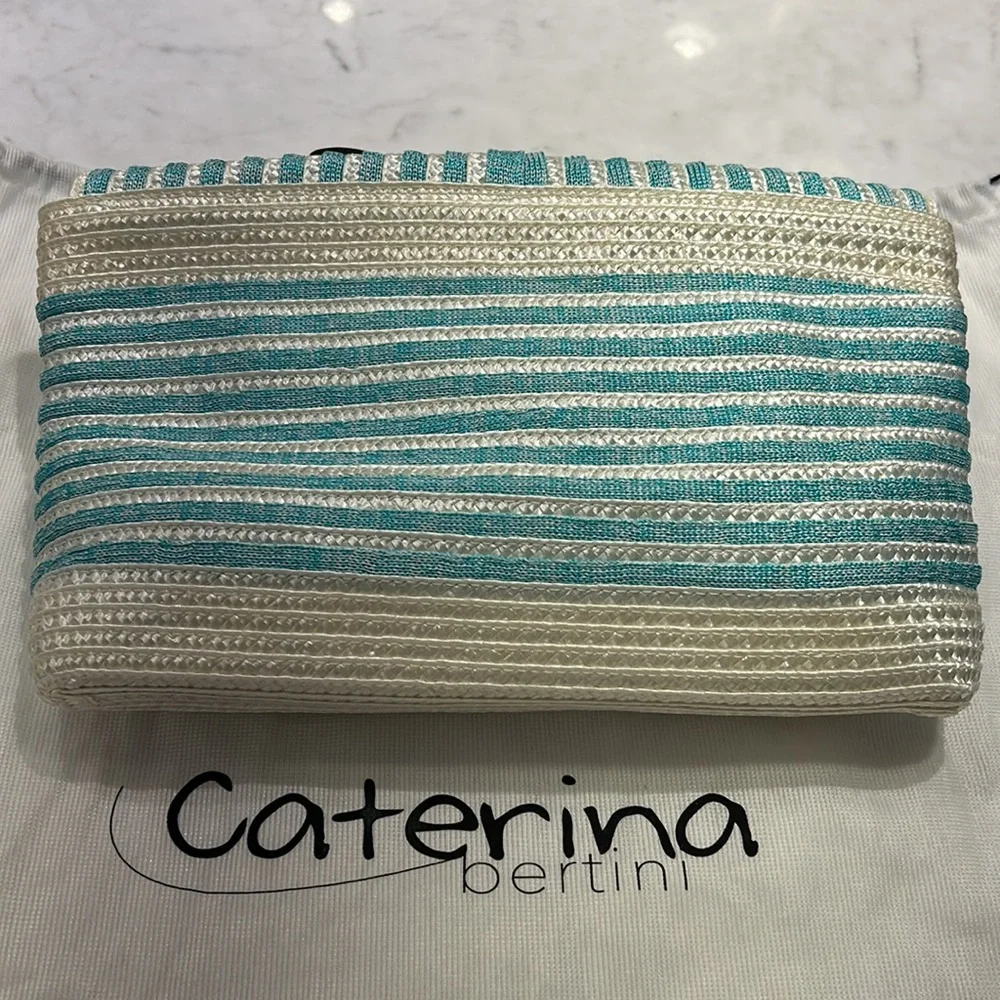 Catering Bertini Clutch turquoise and white NWT - Picture 2 of 6